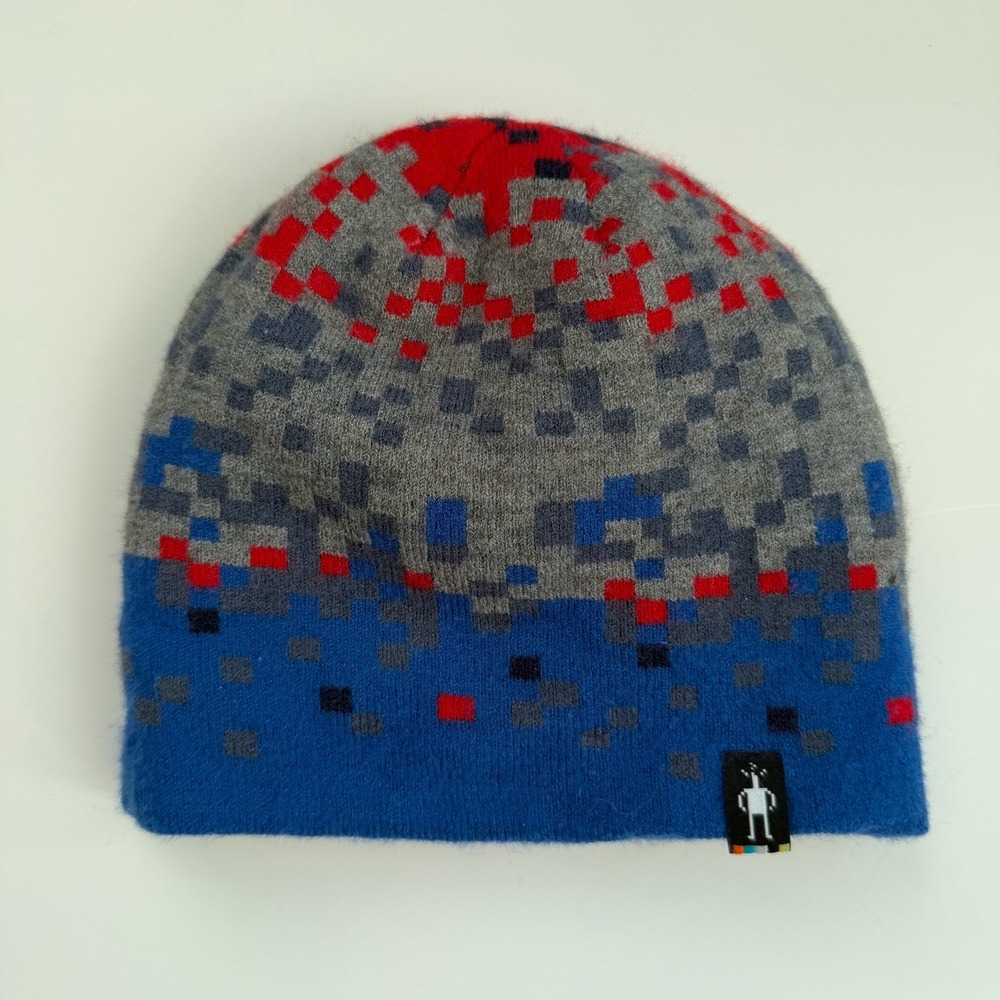 Smartwool Big Kids Beanie Blue Gray Wool Blend Knit Hat Reversible One Size